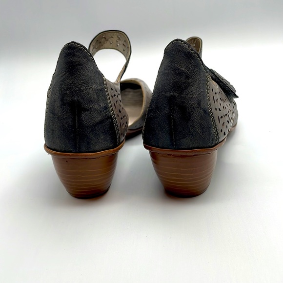 Rieker Mary Jane Perforated Low Heel Shoes - Picture 10 of 14